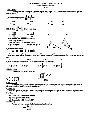 25 Đề thi học kỳ 1 Toán 7